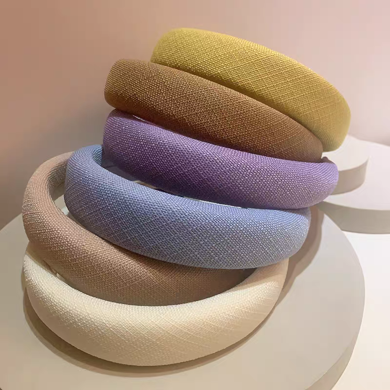 2026 new retro style, cotton and linen texture, fresh spring and summer colors, versatile basic sponge high top for casual outing hair band detail image 5