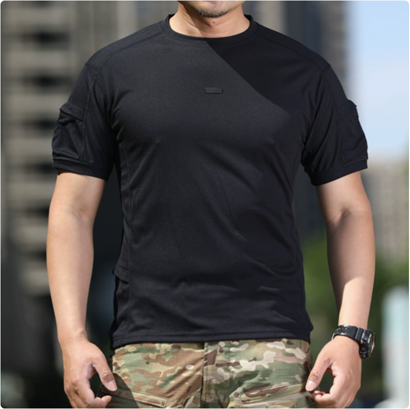 户外速干透气T恤夏季弹力排汗超轻衣半袖战术体能作训服隐忍华夫格短袖