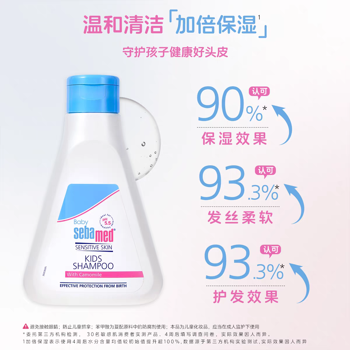 德国进口sebamed施巴儿童柔润洗发水250ml 
3-6到12岁男女生洗头露产品图