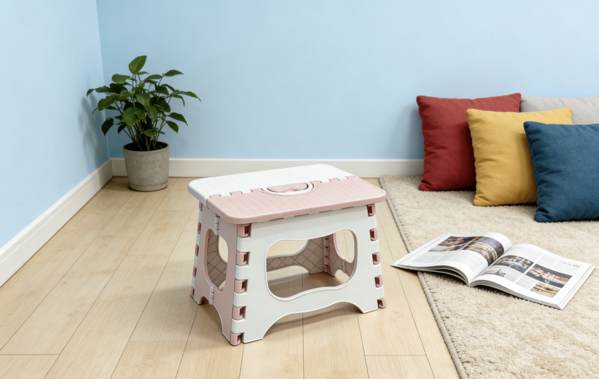 Household folding stool, thickened mobile daily necessities, home daily necessities, baby study stool, climbing stool, 27.2*20.8*25cm Item Picture