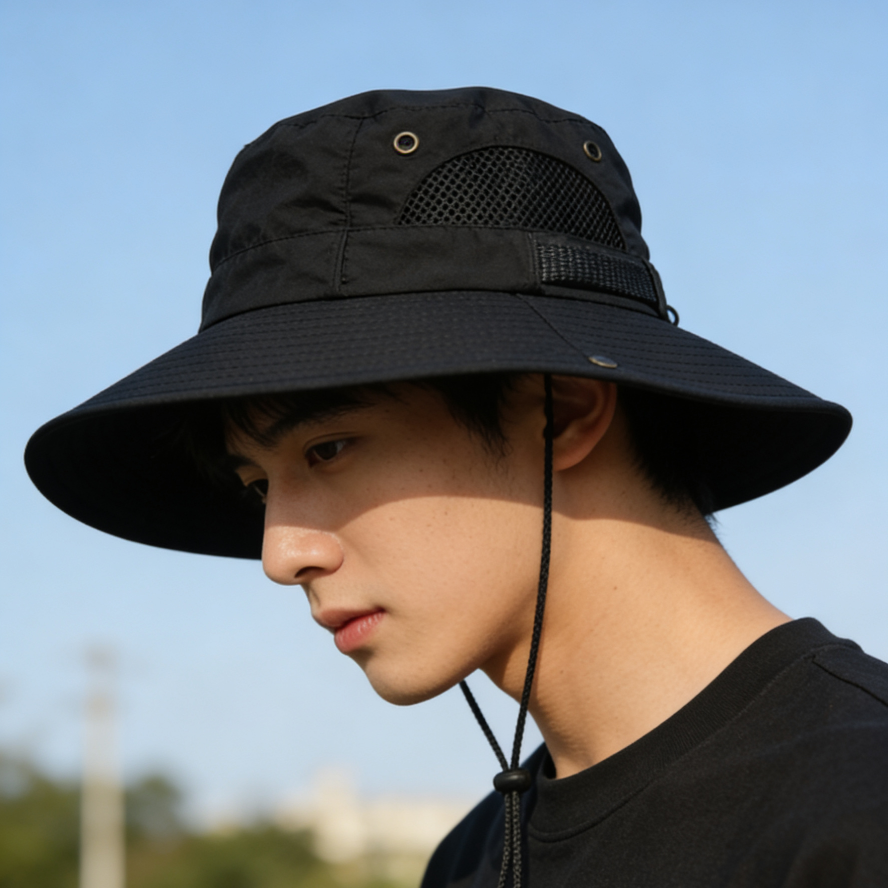 Color-blocked quick-drying soft-brimmed outdoor hat, waterproof and UV-resistant sun hat, travel cycling and mountaineering hat detail image 5