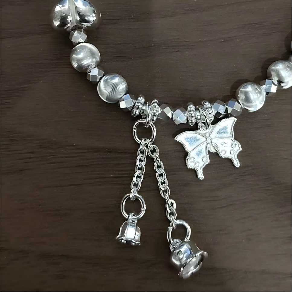 项链/珍珠/天然石项链/珍珠链条女款拼接气质/珍珠项链白底实物图