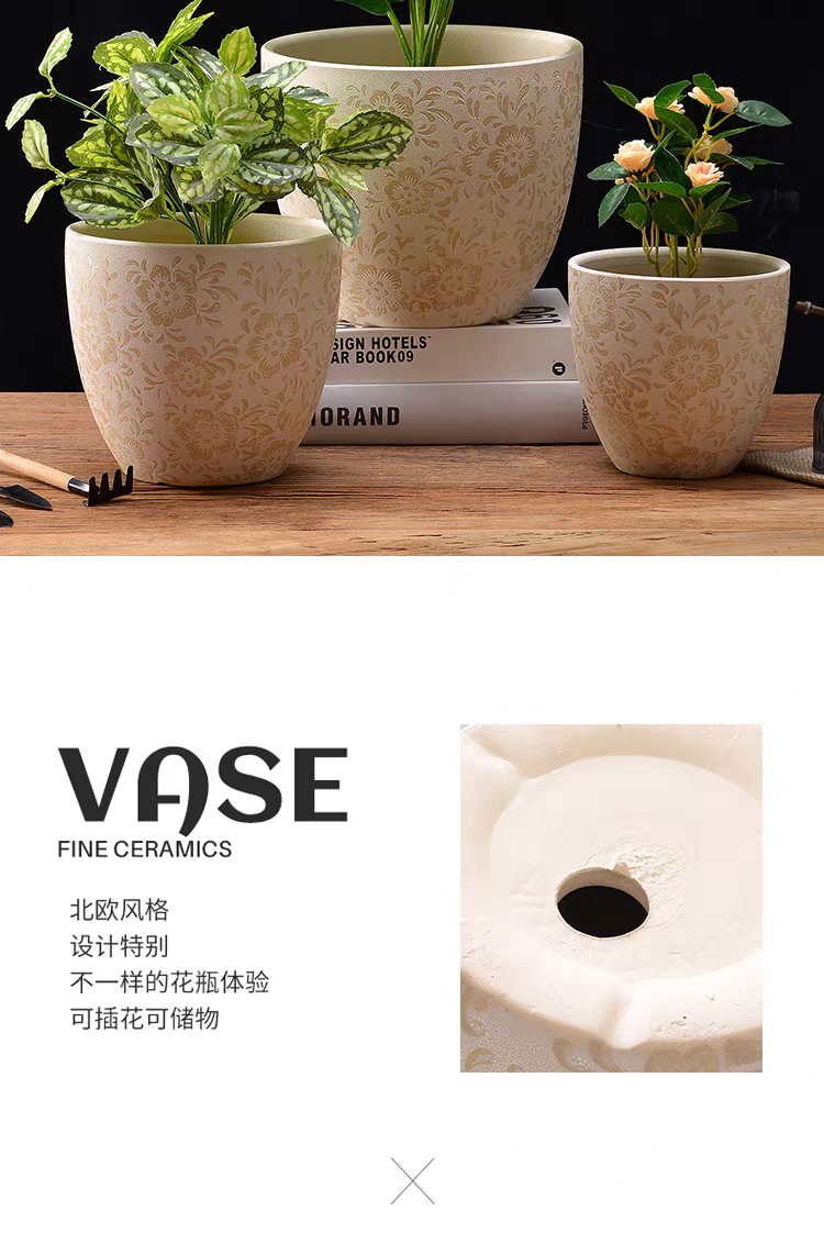 Ceramic succulent flowerpots, large ceramic small flowerpots, simple vase containers, ceramic flowerpots detail image 3