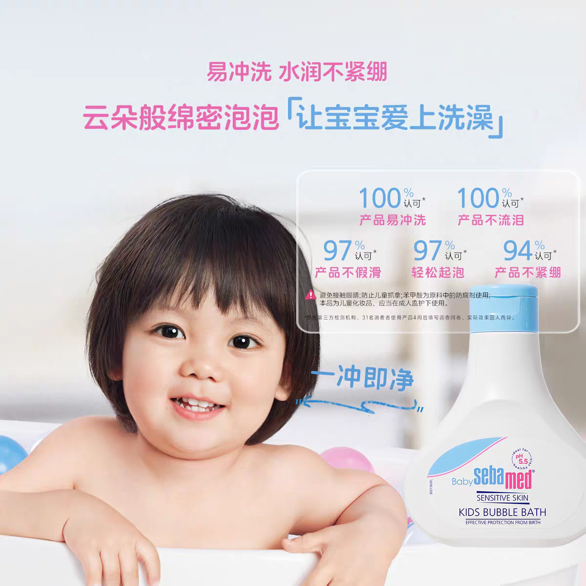 German imported sebamed children's bubble bath Gel 200ml Baby bath lotion Foam bath liquid for bathing details Picture