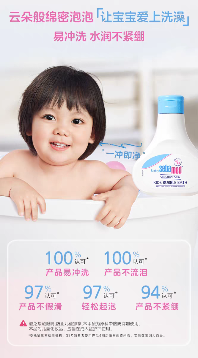 German imported sebamed children's bubble bath Gel 200ml Baby bath lotion Foam bath liquid for bathing detail image 5