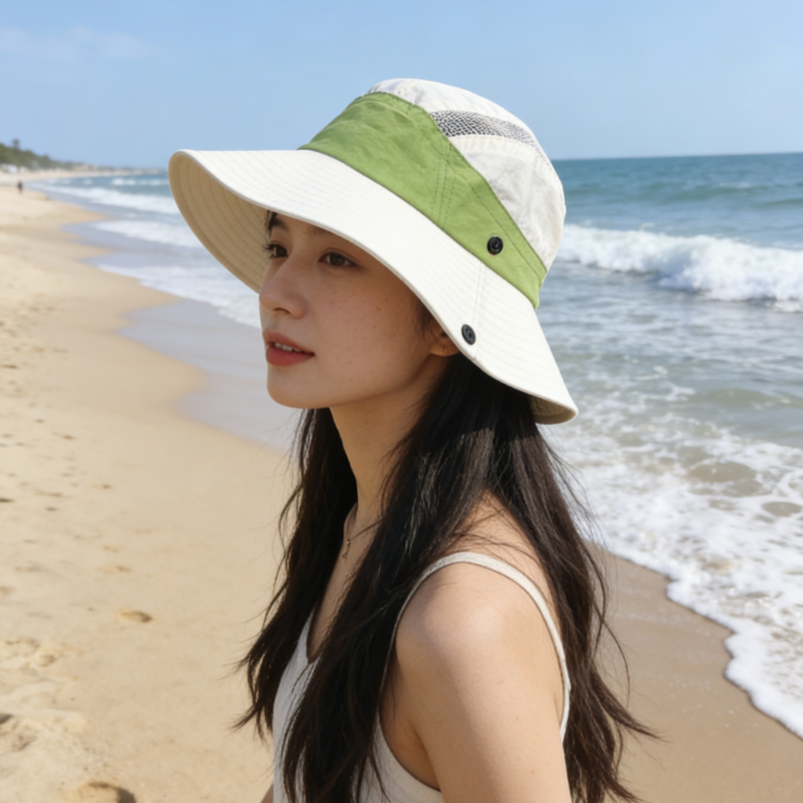 New outdoor quick-drying UV-resistant lightweight wide-brimmed hat, casual and fashionable sun hat, and travel, vacation and mountaineering sun protection hat detail image 2