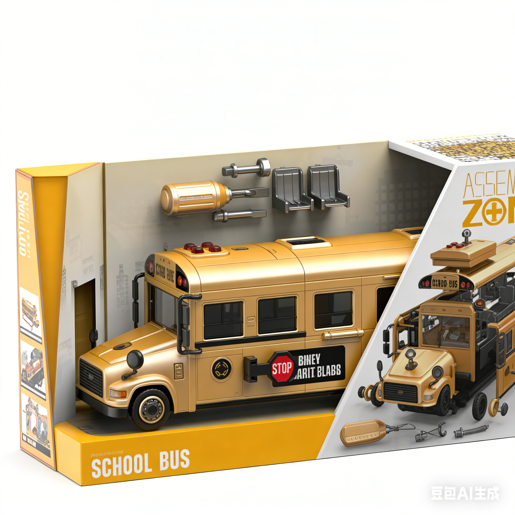 Zhuozhan YW9099CDIY Disassembly and Assembly Sound and Light Inertial Model Car Compatible with small building blocks, flying birds, and yellow school bus model assembly toys Specification image