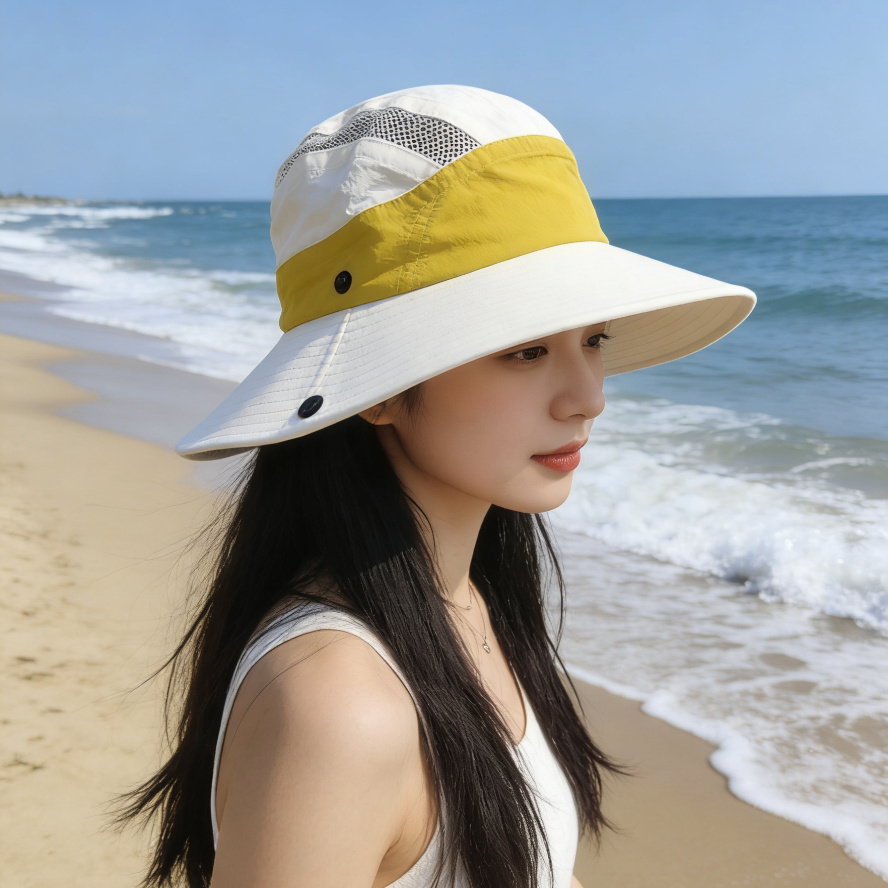 New outdoor quick-drying UV-resistant lightweight wide-brimmed hat, casual and fashionable sun hat, and travel, vacation and mountaineering sun protection hat Application Scenario