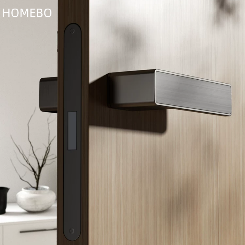Haobao minimalist door lock, bedroom magnetic silent room door lock, indoor wooden door, home bathroom one-line door handle Specification image