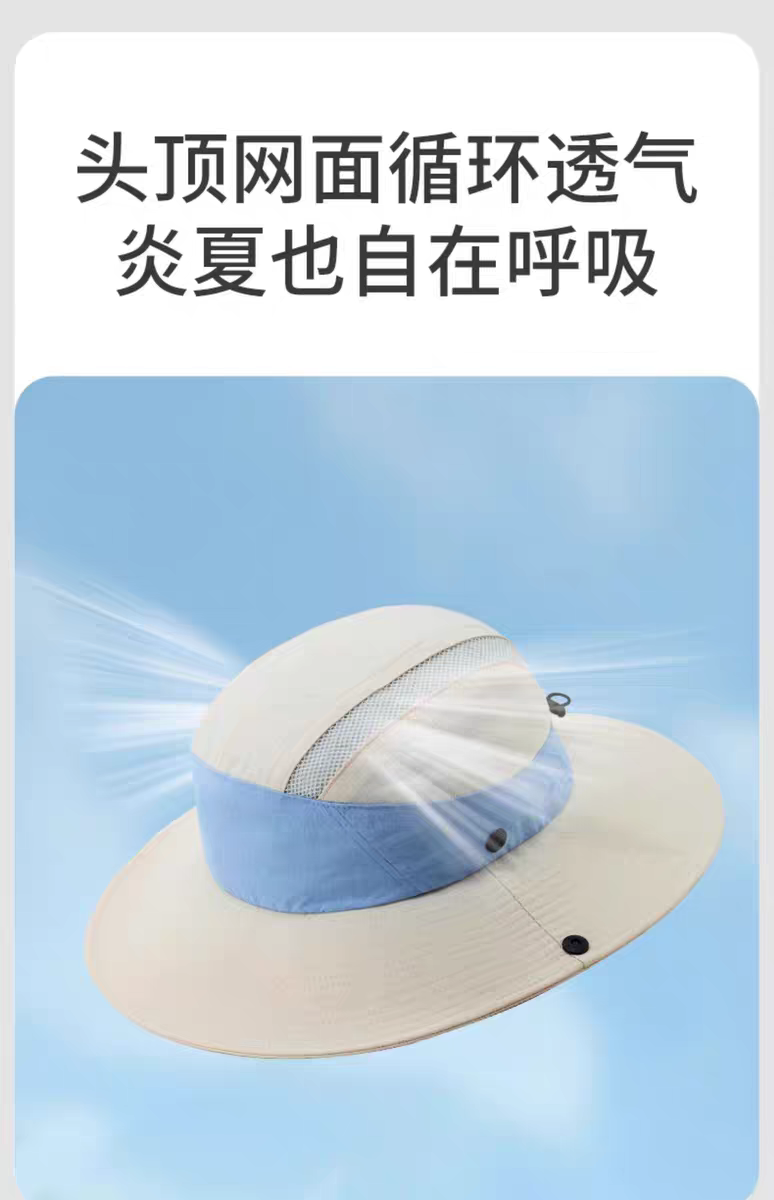 New outdoor quick-drying UV-resistant lightweight wide-brimmed hat, casual and fashionable sun hat, and travel, vacation and mountaineering sun protection hat detail image 7