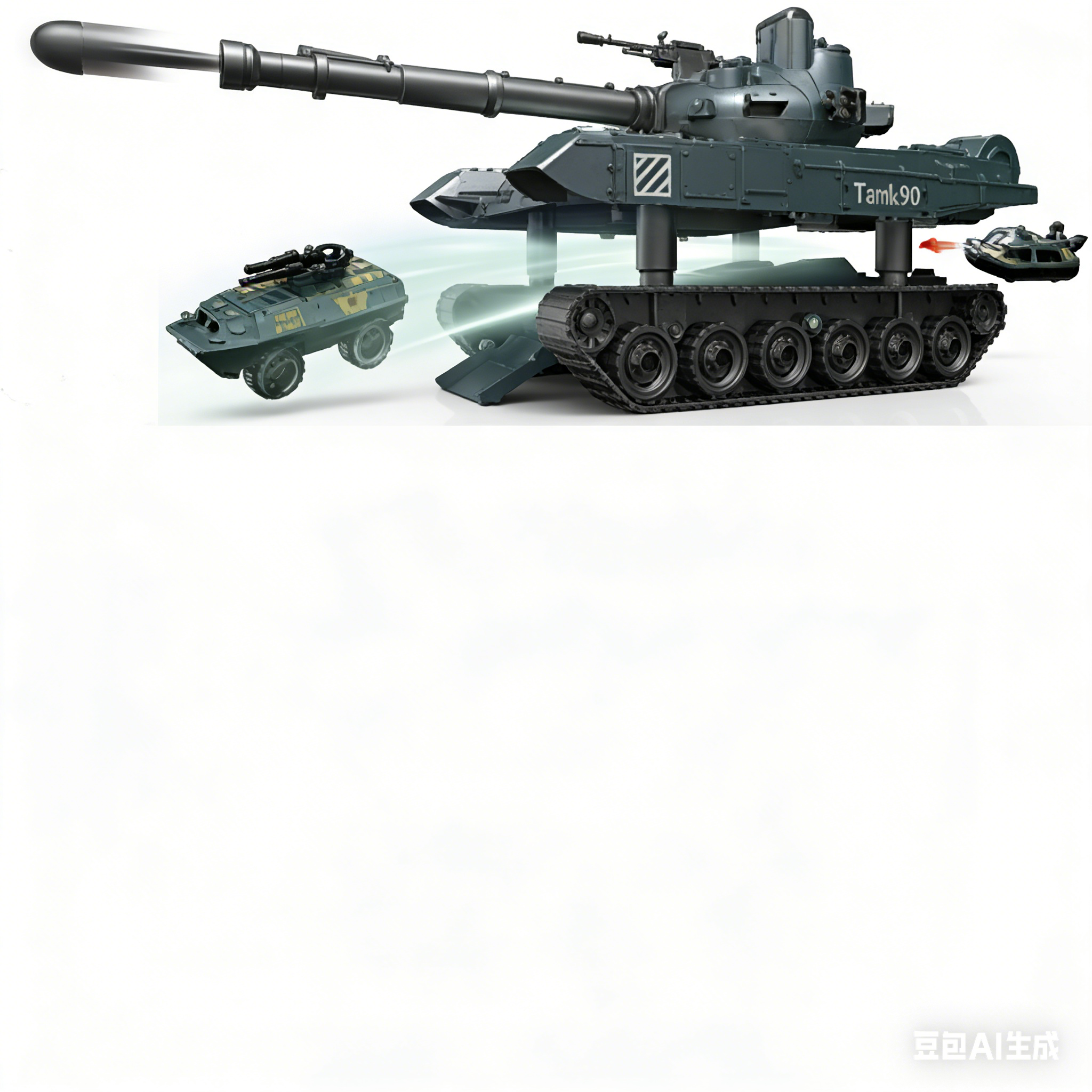 卓展YW9098DIY拆装声光惯性模型车兼容小积木 合金弹射儿童感应飞天玩具小卡车坦克模型橡皮