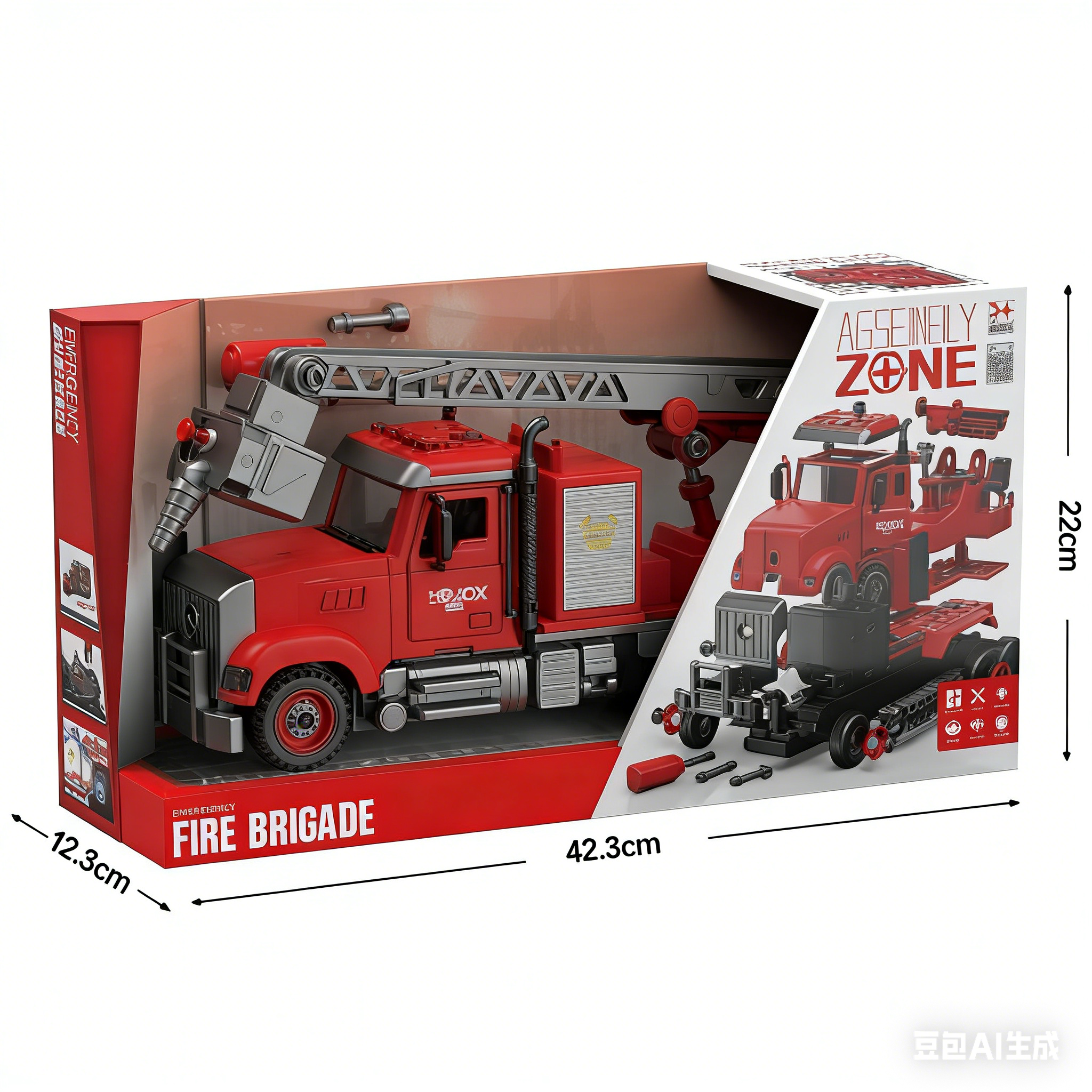 Zhuzhan YW9081BDIY desmontar sonido luz inercia coche modelo compatible con pequeños bloques de construcción fuego americano alta altitud tren rescate camión camión rojo fuego avión montar juguete Specification image