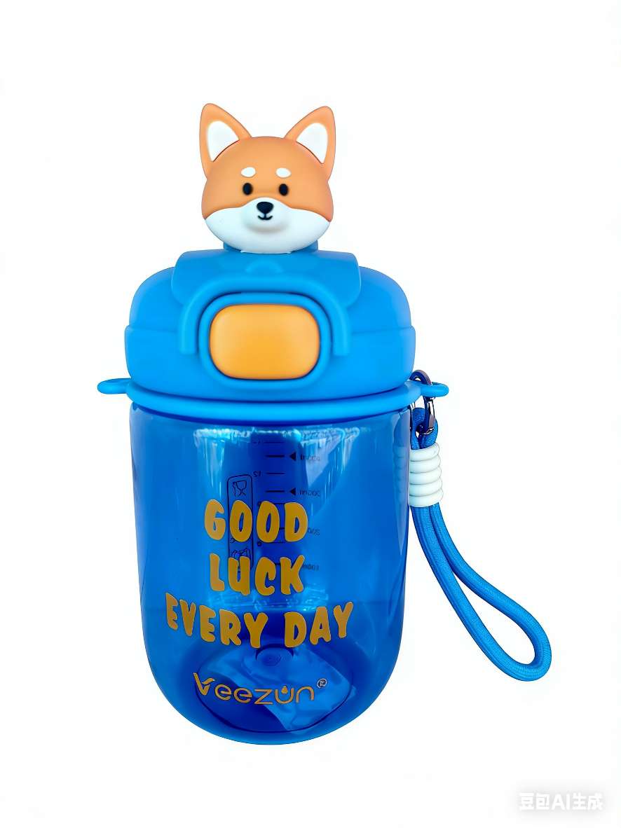 Cartoon diagonal cross children's straw cup Plastic water cup 180ml cute leak-proof portable cup detail image 3