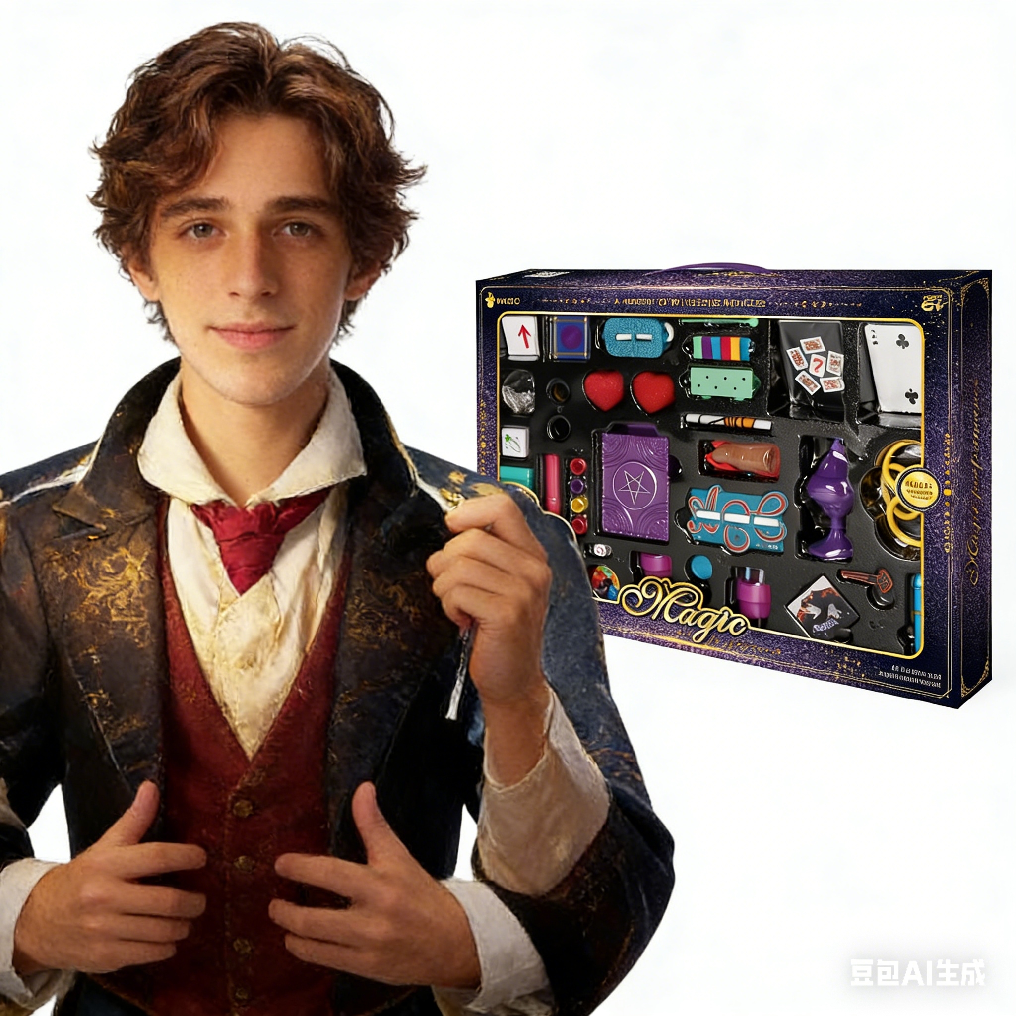 Jeddah JD-3021 Magic Props 24-in-1 Magician, Burj Khalifa Money Spray Props Set, Football Cap, Four Weapons of Sun Wukong and His Disciples