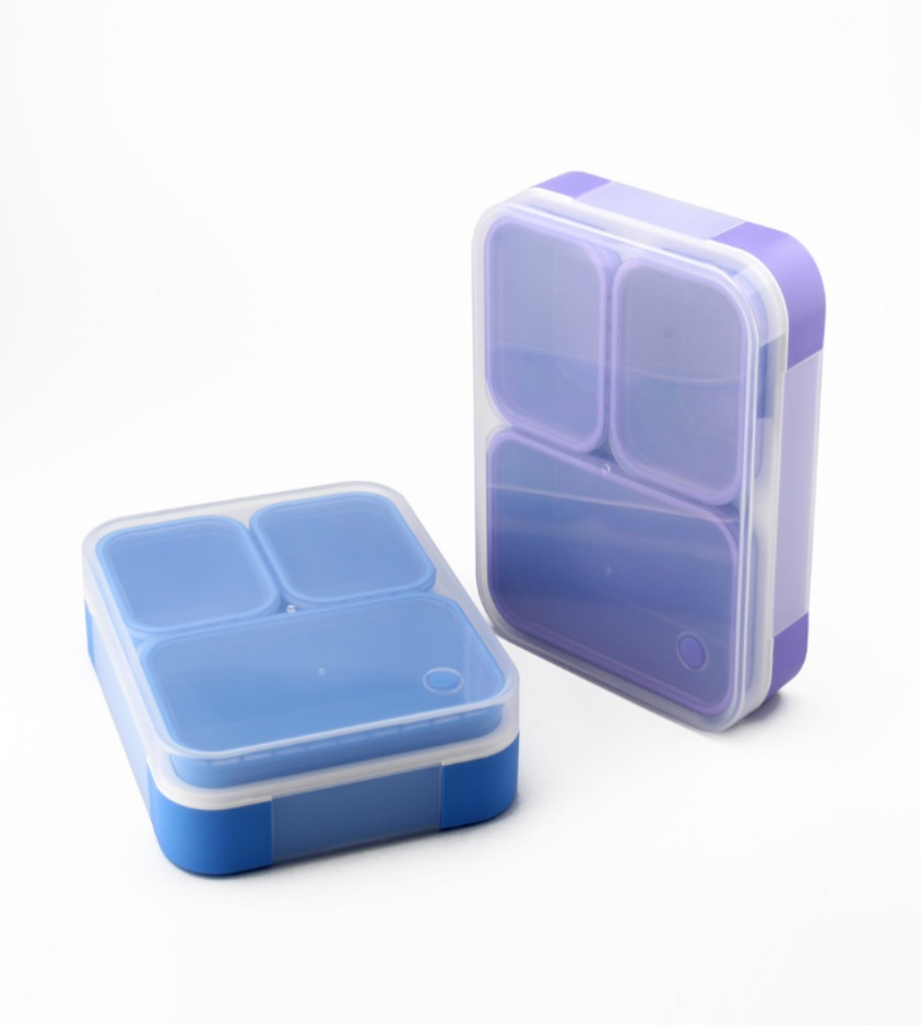 三格分层便携便当盒 食品级 PP 材质 密封防串味 学生上班族分格保鲜饭盒详情2