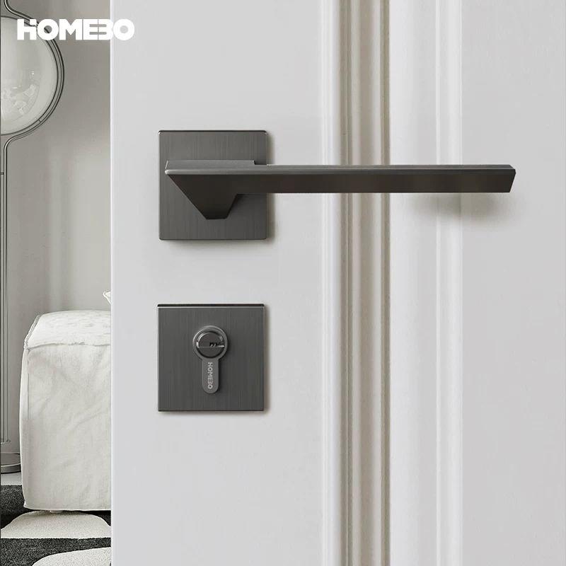 Cerradura de puerta interior de haobao dormitorio silencioso succión magnética nórdica moderna manija de puerta simple para el hogar dividido cerradura de puerta de madera sólida Specification image