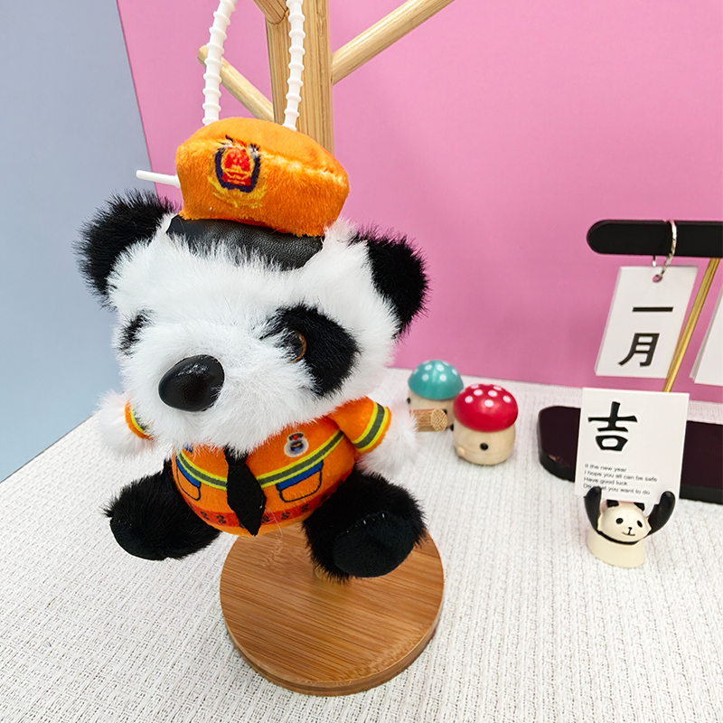 Police Officer Bear Creative 4-inch plush pendant, claw machine, doll, key pendant, car schoolbag, hanging accessory, gift, cartoon transformation keychain, dress-up doll, hanging accessory, plush toy, cute wholesale Item Picture