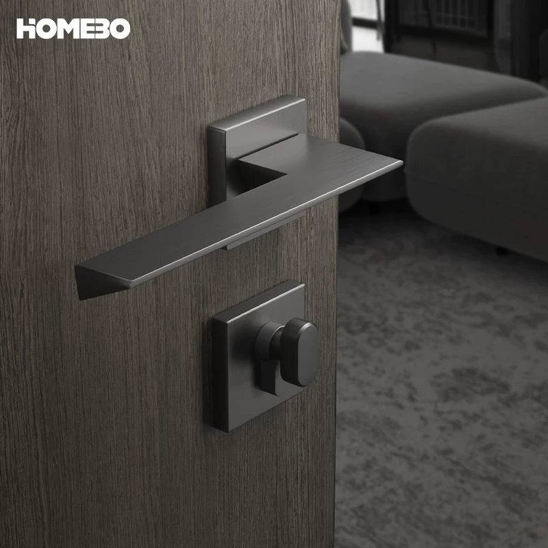 Cerradura de puerta interior de haobao dormitorio silencioso succión magnética nórdica moderna manija de puerta simple para el hogar dividido cerradura de puerta de madera sólida details Picture