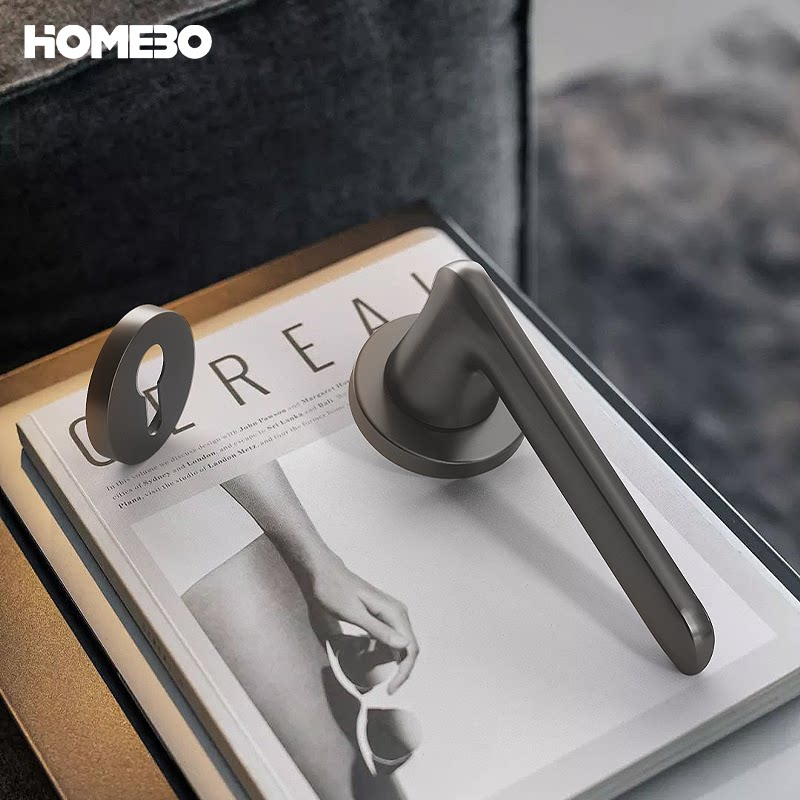 Haobao indoor bedroom magnetic silent room door lock, office fingerprint simple household solid wood door handle Item Picture