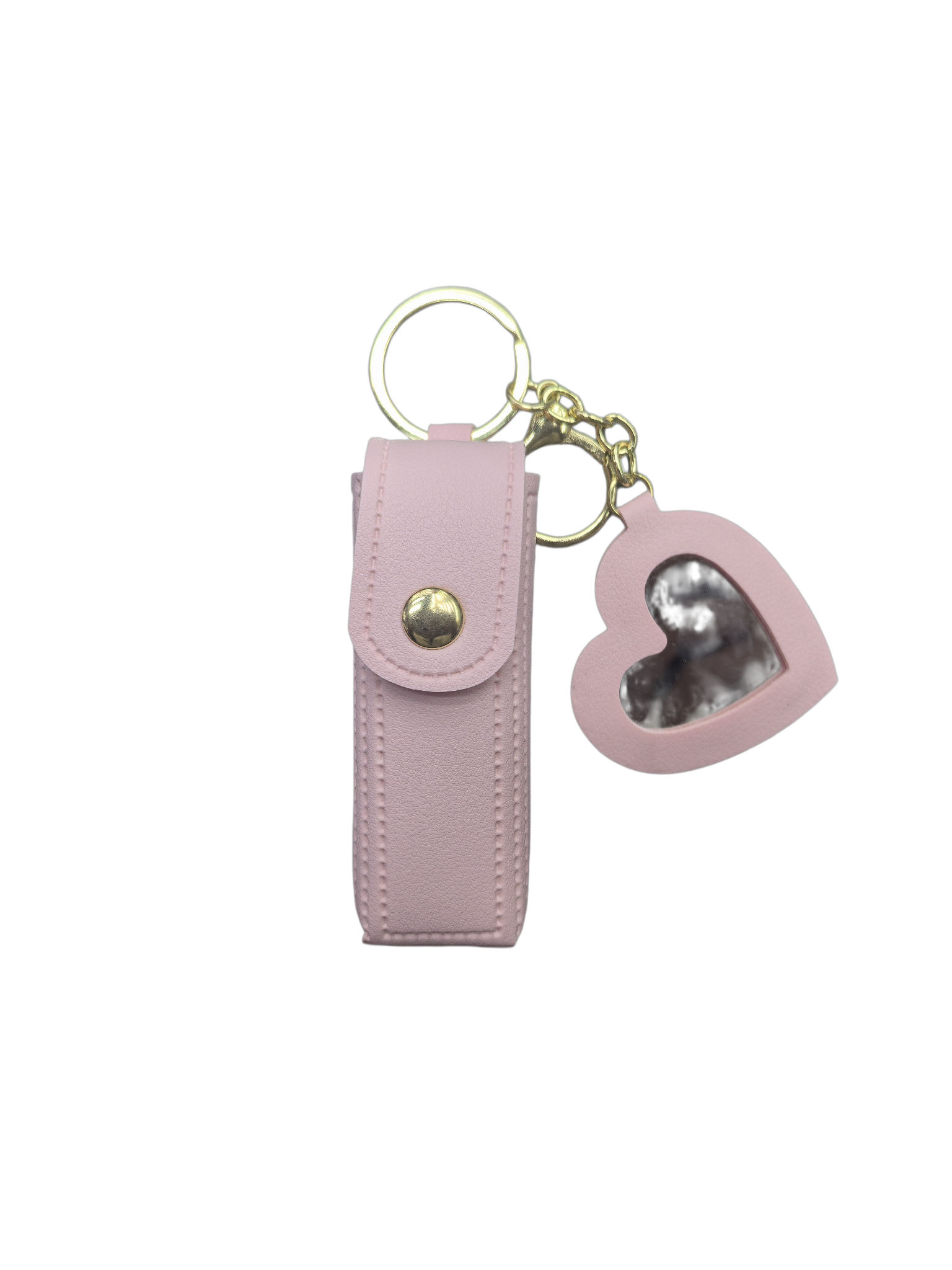 爱心镜面口红包钥匙扣 马卡龙色钥匙扣批发白底实物图