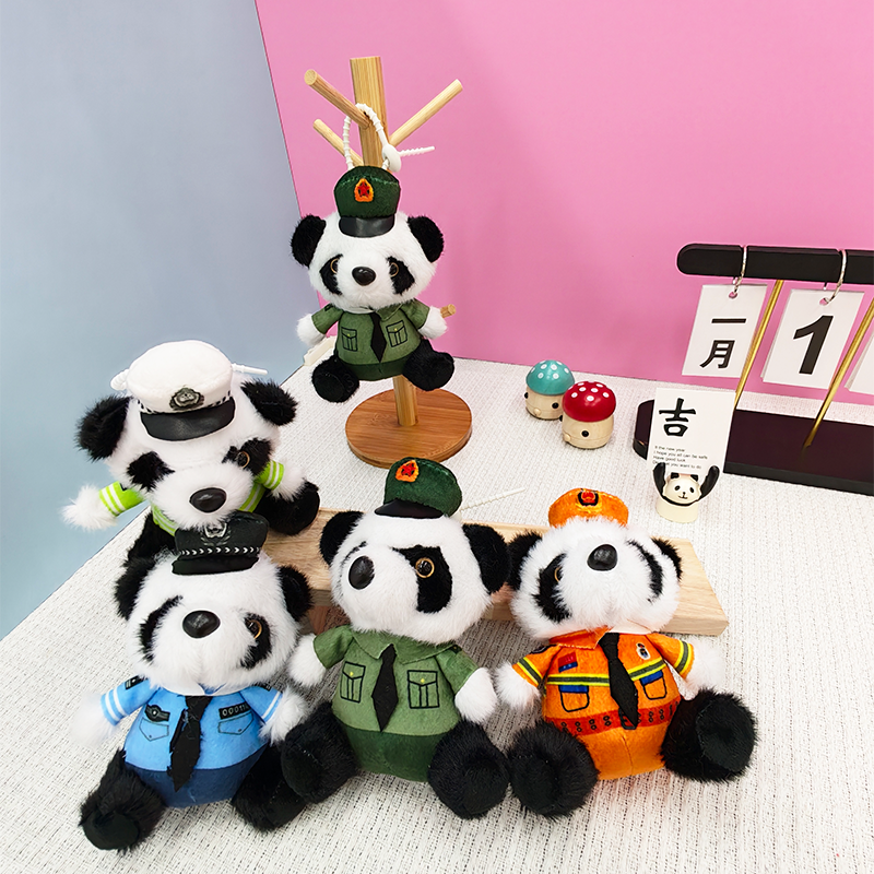 Police Officer Bear Creative 4-inch plush pendant, claw machine, doll, key pendant, car schoolbag, hanging accessory, gift, cartoon transformation keychain, dress-up doll, hanging accessory, plush toy, cute wholesale Application Scenario