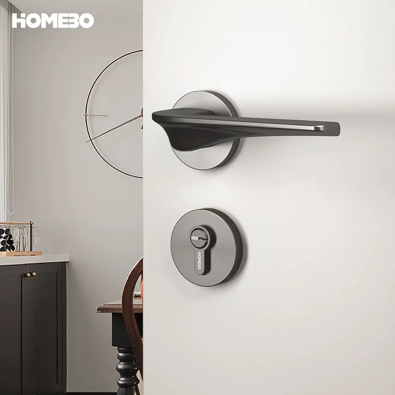 Haobao indoor door lock, bedroom silent magnetic attraction, modern household simple door lock, split bathroom wooden door handle Specification image