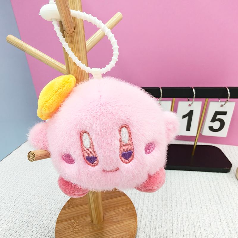 Star Kirby Creative 4-inch plush pendant, claw machine, doll, key pendant, car schoolbag, hanging accessory, gift, cartoon transformation keychain, dress-up doll, pendant, plush toy, cute wholesale details Picture