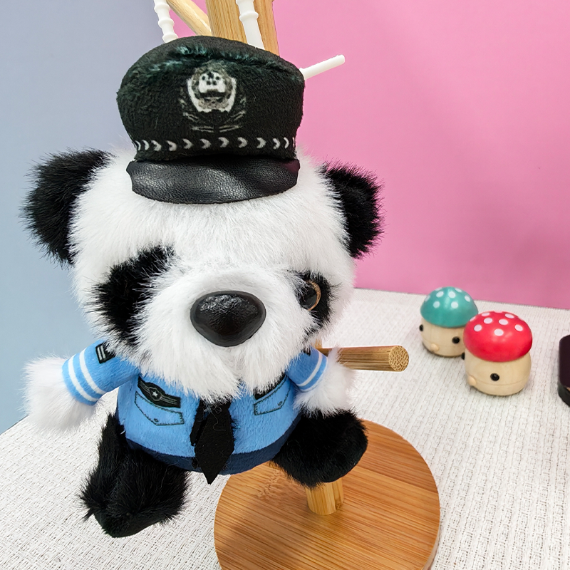 Police Officer Bear Creative 4-inch plush pendant, claw machine, doll, key pendant, car schoolbag, hanging accessory, gift, cartoon transformation keychain, dress-up doll, hanging accessory, plush toy, cute wholesale Specification image