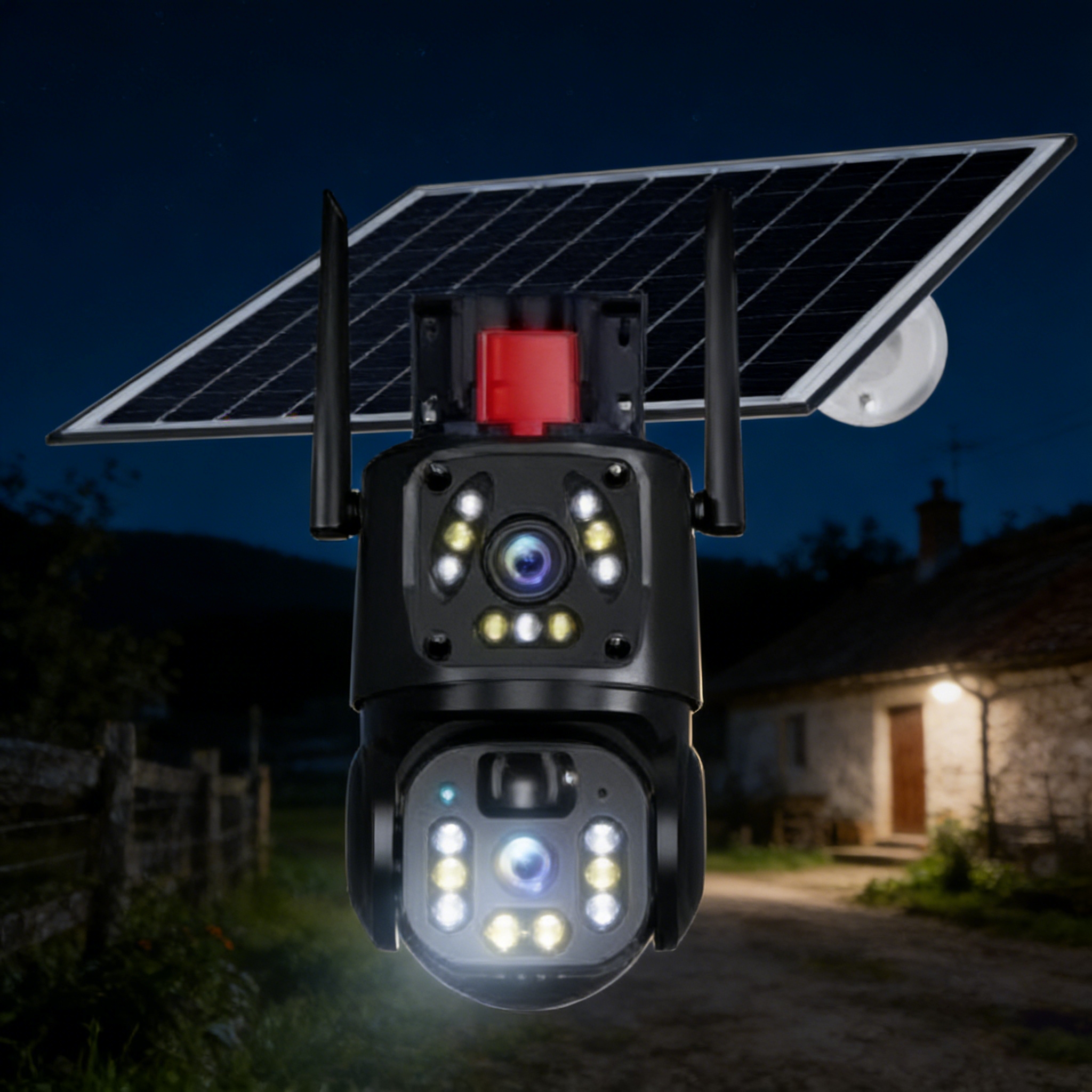 FOOZAC solar-powered surveillance camera, hidden camera monitor, high-definition night vision, waterproof and anti-disassembly details Picture