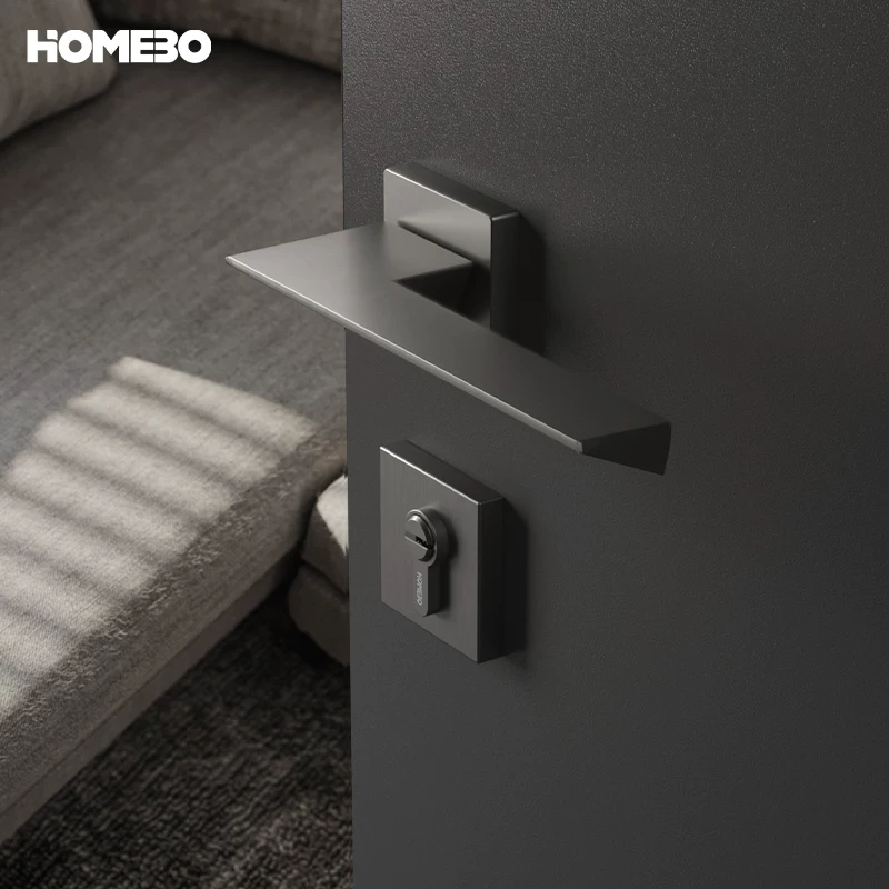 Haobao indoor door lock, bedroom silent magnetic attraction, Nordic modern and simple door handle, household split solid wood door lock