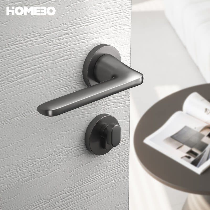 Haobao indoor bedroom magnetic silent room door lock, office fingerprint simple household solid wood door handle details Picture
