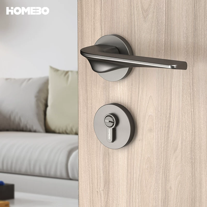 Haobao indoor door lock, bedroom silent magnetic attraction, modern household simple door lock, split bathroom wooden door handle Item Picture