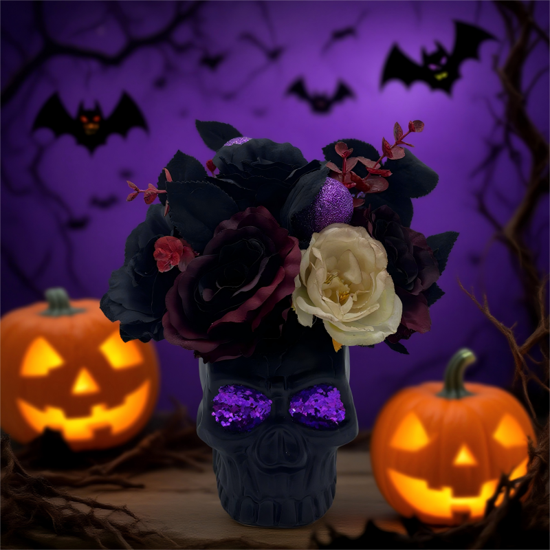 Halloween skull artificial flower material potted plant decoration, cute and terrifying atmosphere decoration Item Picture