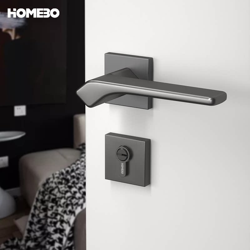 Haobao door lock, indoor bedroom silent magnetic door lock, black and gray household split lock, universal solid wood door handle