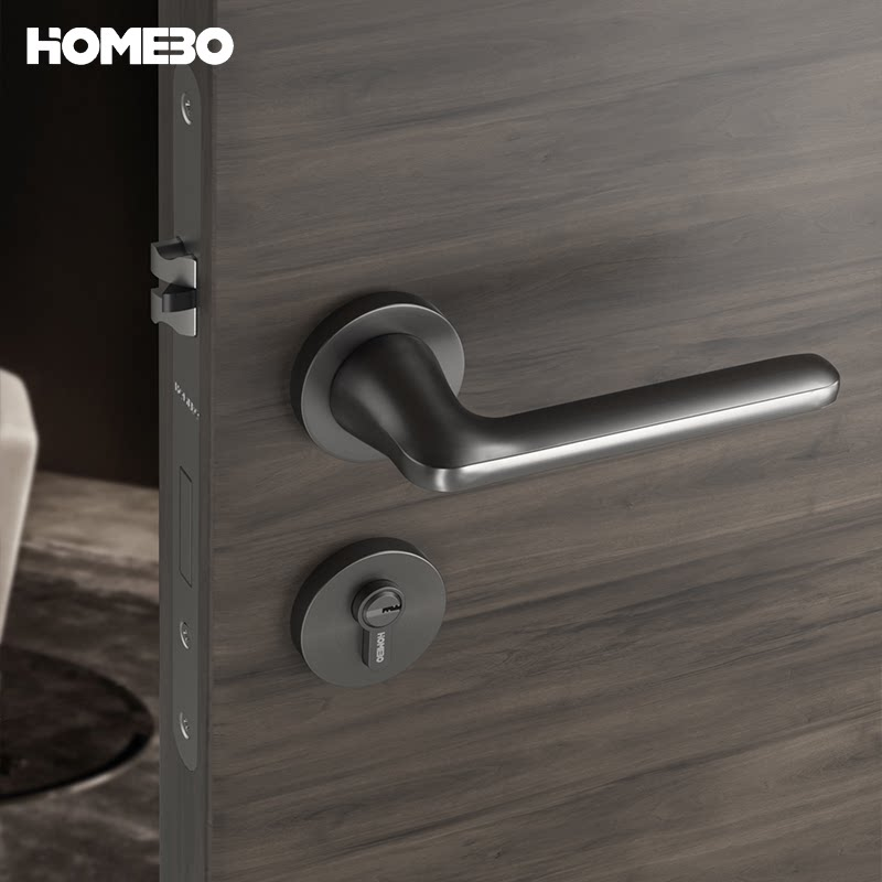 Haobao indoor bedroom magnetic silent room door lock, office fingerprint simple household solid wood door handle