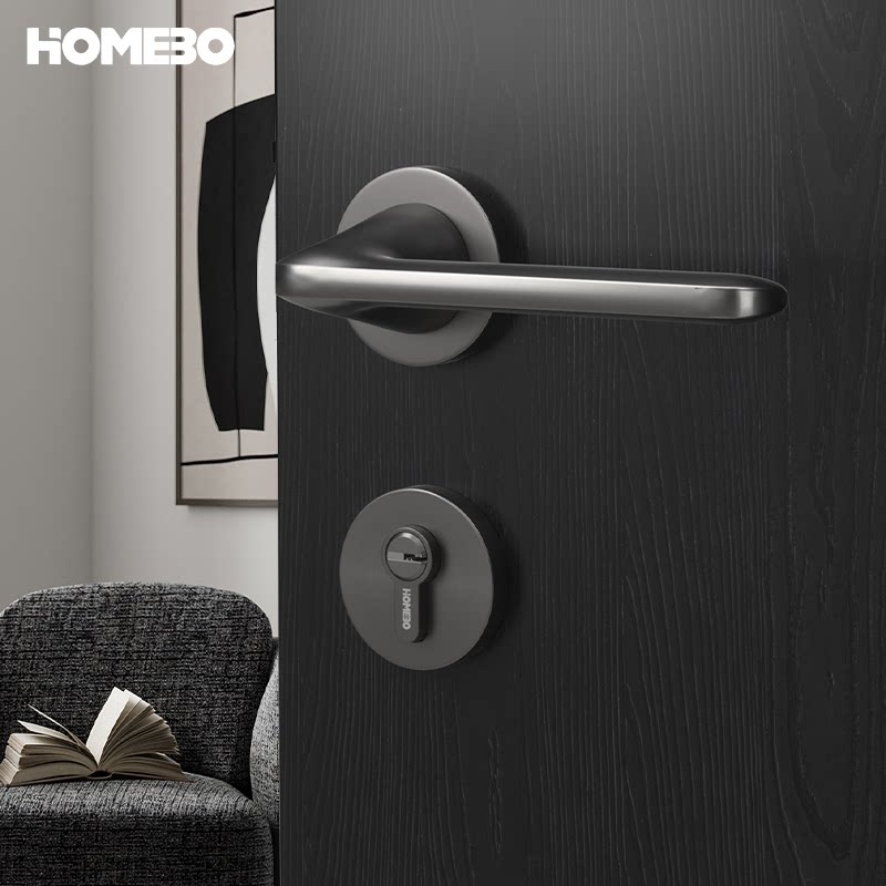 Haobao indoor bedroom magnetic silent room door lock, office fingerprint simple household solid wood door handle Specification image