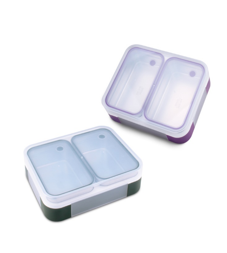 双格分层便携便当盒 食品级 PP 材质 密封防漏 学生上班族分格保鲜午餐饭盒详情2