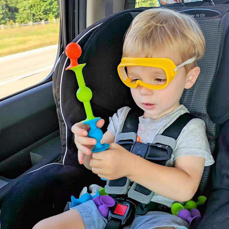 Children's educational soft rubber building blocks, bathroom suction cup toys, bathing toys, DIY assembly toys, small basketball style, 58 pieces details Picture