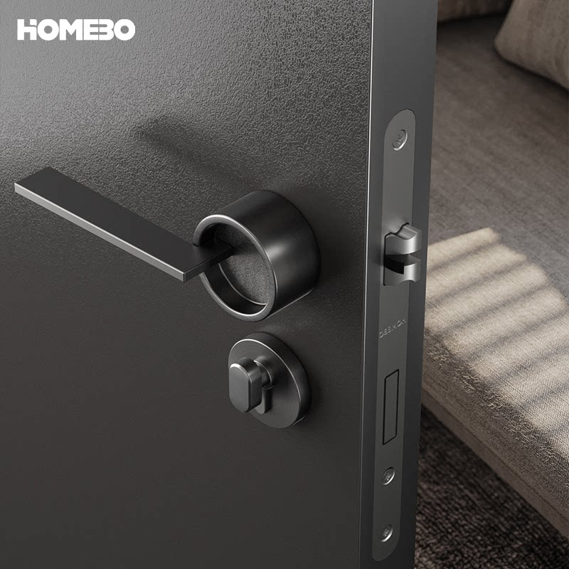 Haobao door locks, indoor bedroom magnetic suction silent modern and simple bathroom door locks, household split locks, wooden door handles