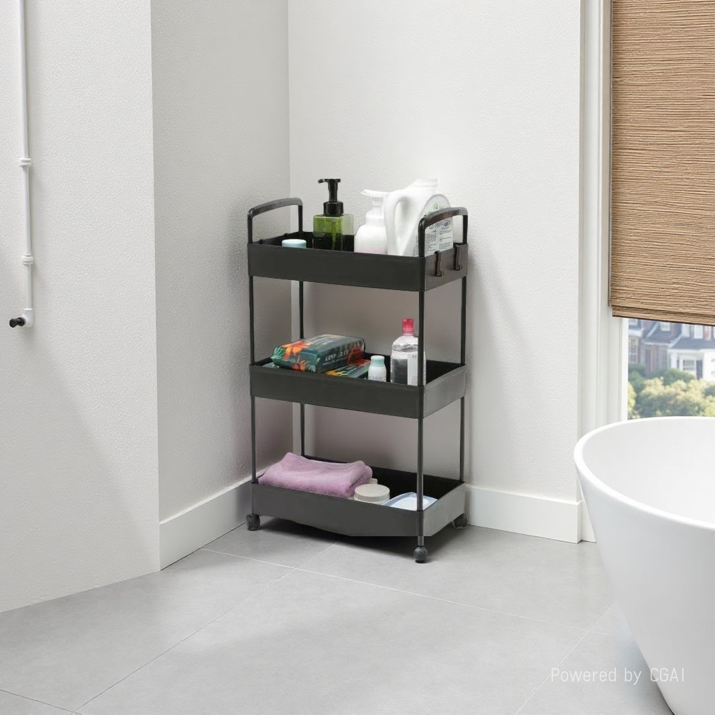 黑色三层桌面置物架电视支架化妆台置物架光轴