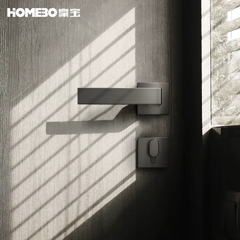 Haobao door lock, indoor bedroom silent magnetic suction, Nordic modern simple split door handle, household solid wood door lock details Picture
