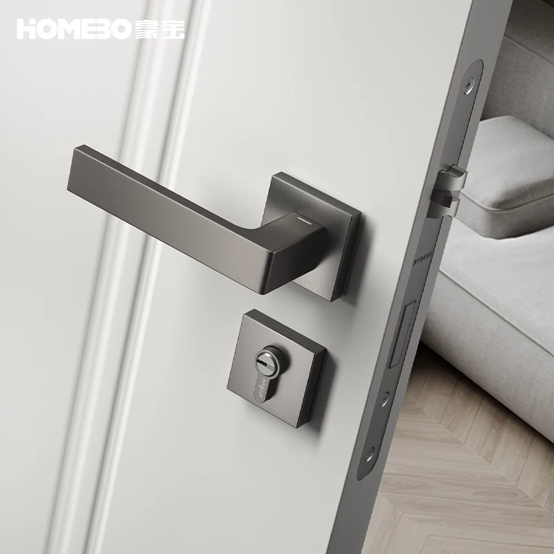 Haobao door lock, indoor bedroom silent magnetic suction, Nordic modern simple split door handle, household solid wood door lock