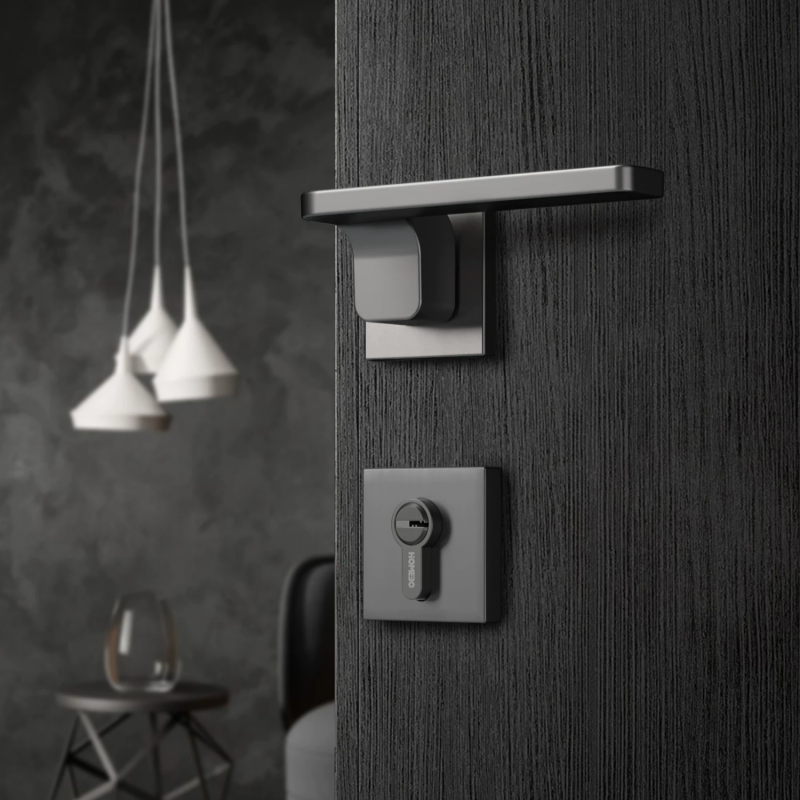 Haobao indoor bedroom silent door lock, Nordic modern and simple magnetic door lock, black and gray split door handle Application Scenario