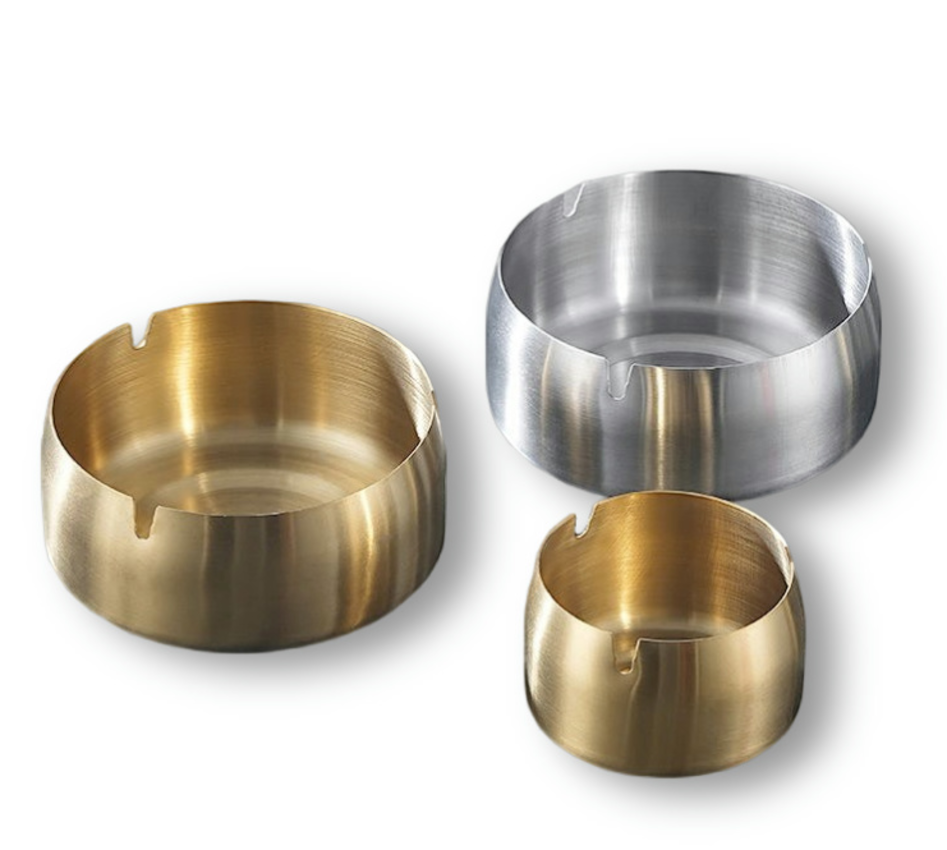 不锈钢防风烟灰缸本色9CM