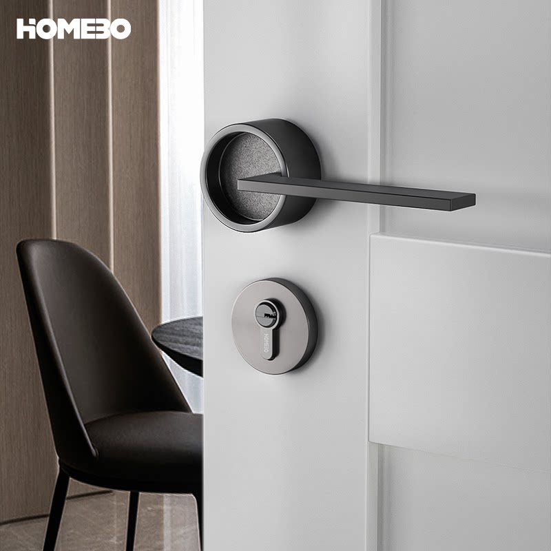 Haobao door locks, indoor bedroom magnetic suction silent modern and simple bathroom door locks, household split locks, wooden door handles Specification image