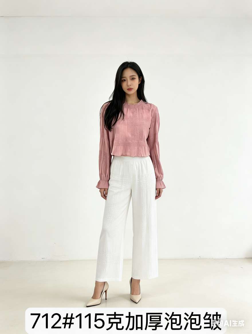 Woven wrinkled check jacquard is suitable for wide-leg pants, Moslin skirts and headscarves detail image 8