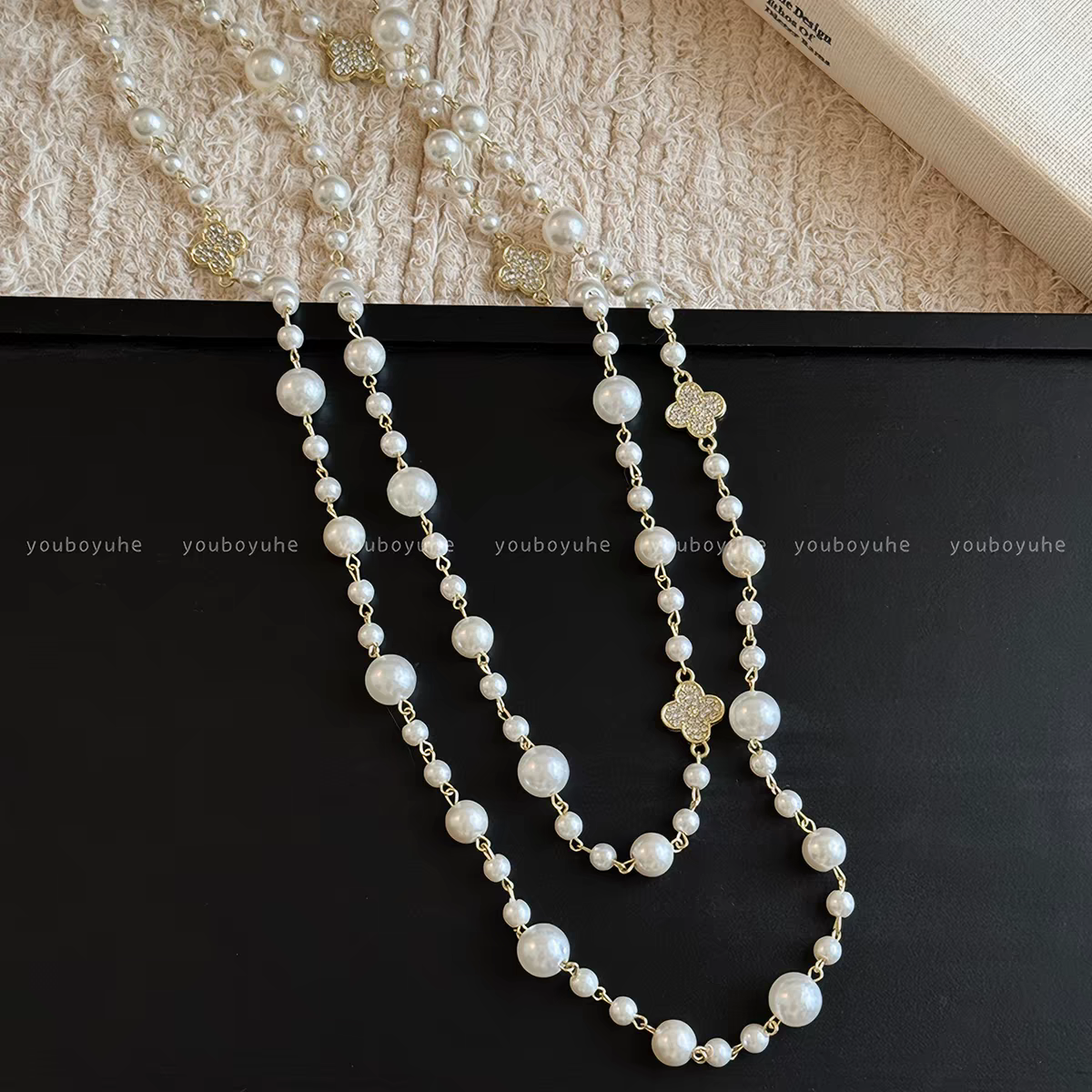 诗洛琪饰品小香风双层叠戴珍珠项链女新款爆款轻奢高级感长款毛衣链配饰详情图5