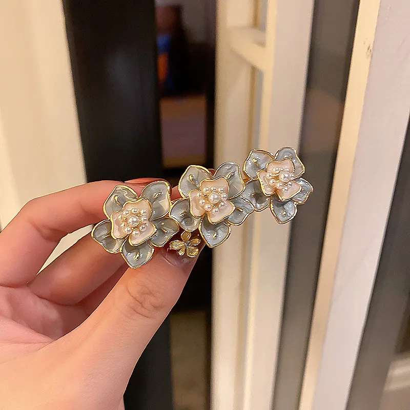 Shiluoqi Accessories' new Chinese-style flower top clip, horizontal clip, half hairpin at the back of the head, one-line clip, elegant and versatile bangs clip Specification image