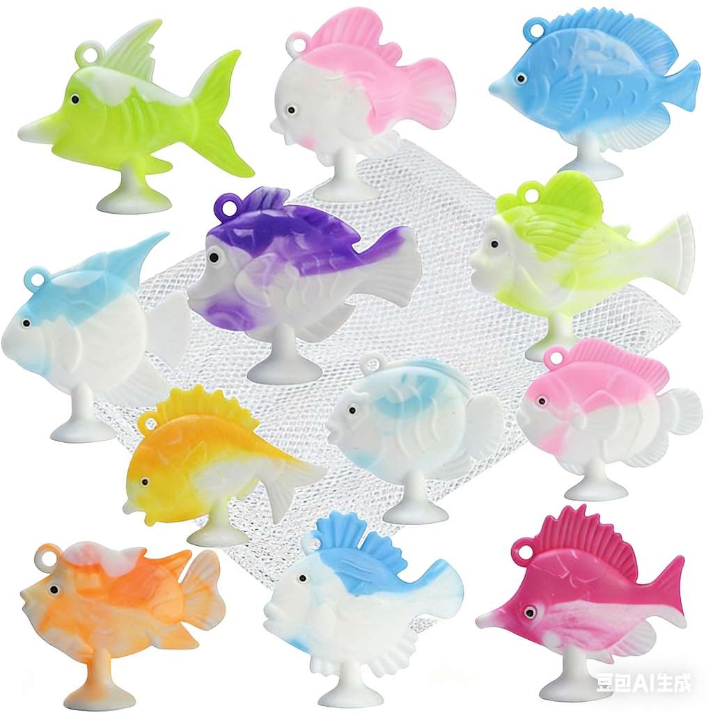 Children's educational soft rubber building blocks, bath suction cup toys, Little Fish series, each pack contains 6 pieces, 200 pieces details Picture