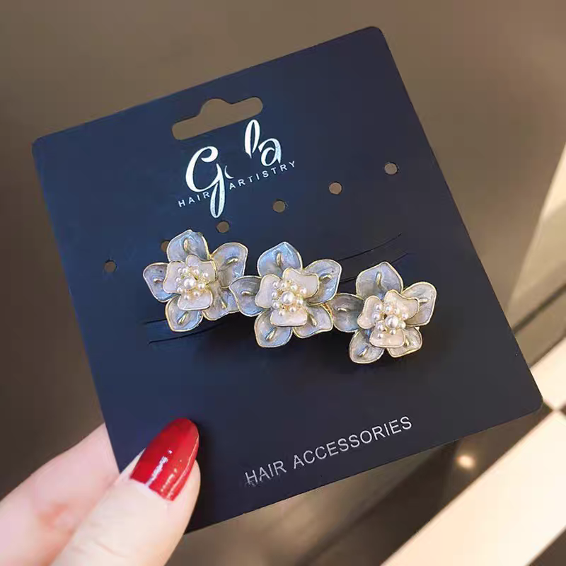 Shiluoqi Accessories' new Chinese-style flower top clip, horizontal clip, half hairpin at the back of the head, one-line clip, elegant and versatile bangs clip detail image 5